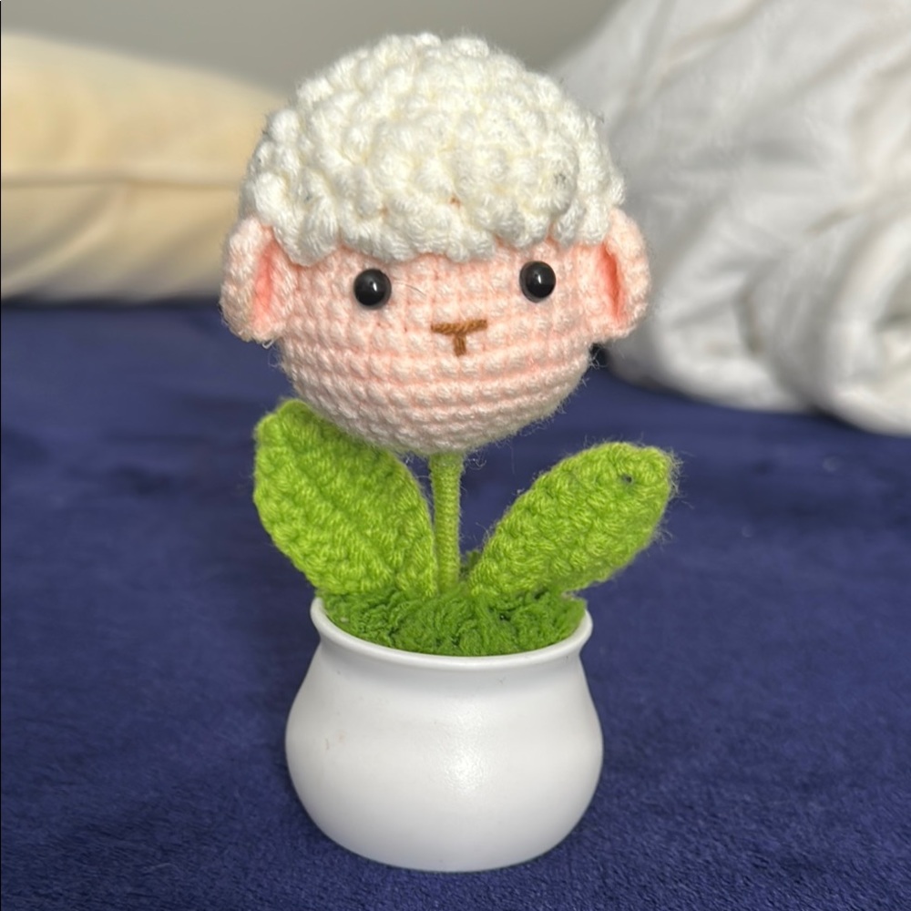Handcrafted Sheep Crochet Plant Decor